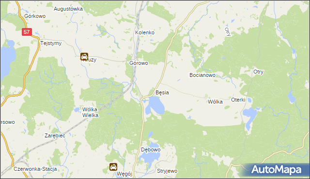 mapa Bęsia, Bęsia na mapie Targeo