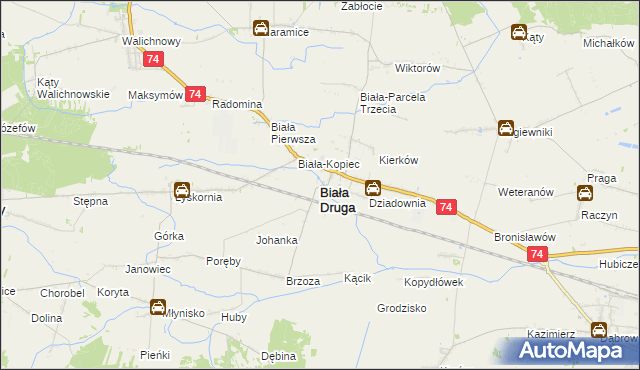 mapa Biała Druga gmina Biała, Biała Druga gmina Biała na mapie Targeo