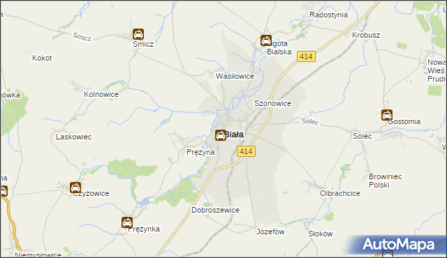 mapa Biała powiat prudnicki, Biała powiat prudnicki na mapie Targeo