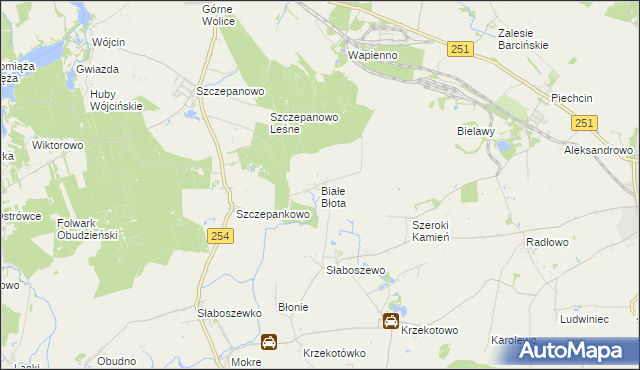 mapa Białe Błota gmina Dąbrowa, Białe Błota gmina Dąbrowa na mapie Targeo