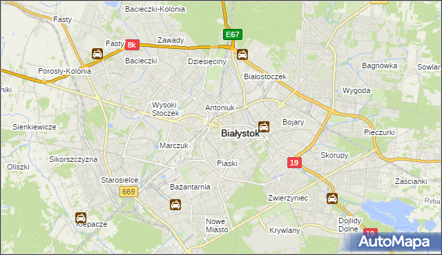 mapa Białegostoku, Białystok na mapie Targeo
