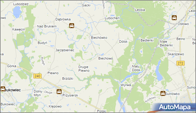 mapa Biechowo gmina Drzycim, Biechowo gmina Drzycim na mapie Targeo