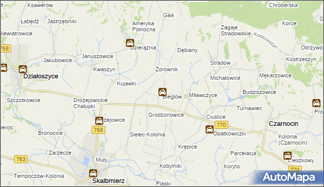 mapa Bieglów, Bieglów na mapie Targeo