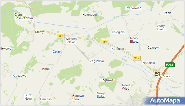 mapa Bielawy gmina Śmigiel, Bielawy gmina Śmigiel na mapie Targeo