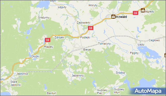 mapa Biesal, Biesal na mapie Targeo