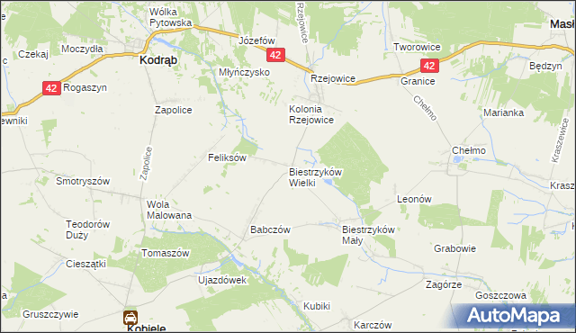 mapa Biestrzyków Wielki, Biestrzyków Wielki na mapie Targeo