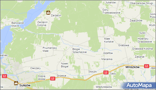 mapa Błogie Rządowe, Błogie Rządowe na mapie Targeo