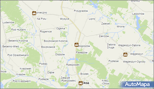 mapa Błogoszów, Błogoszów na mapie Targeo