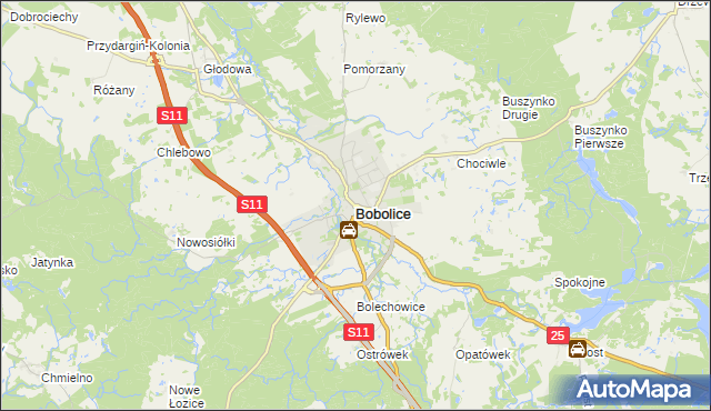 mapa Bobolice powiat koszaliński, Bobolice powiat koszaliński na mapie Targeo
