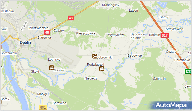 mapa Bobrowniki gmina Ryki, Bobrowniki gmina Ryki na mapie Targeo