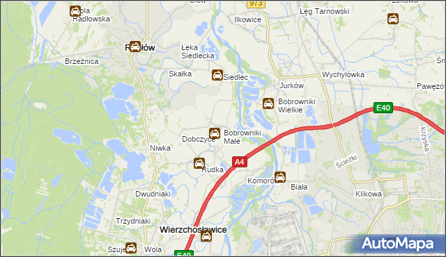 mapa Bobrowniki Małe, Bobrowniki Małe na mapie Targeo