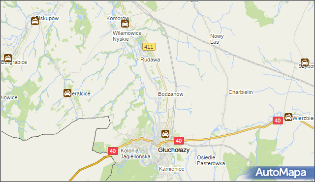 mapa Bodzanów gmina Głuchołazy, Bodzanów gmina Głuchołazy na mapie Targeo