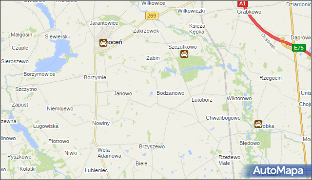mapa Bodzanowo gmina Choceń, Bodzanowo gmina Choceń na mapie Targeo