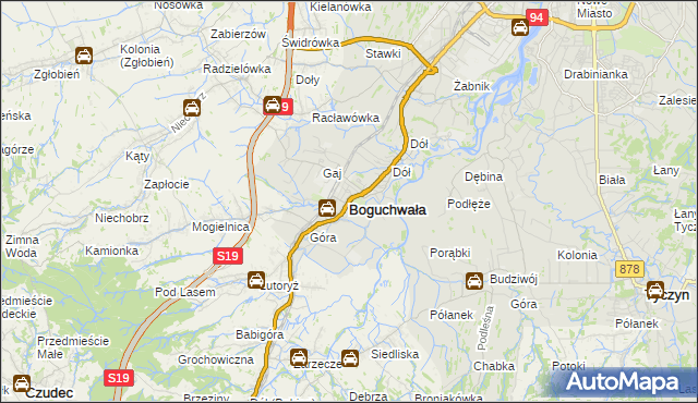 mapa Boguchwała powiat rzeszowski, Boguchwała powiat rzeszowski na mapie Targeo
