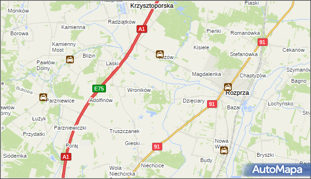 mapa Bogumiłów gmina Rozprza, Bogumiłów gmina Rozprza na mapie Targeo