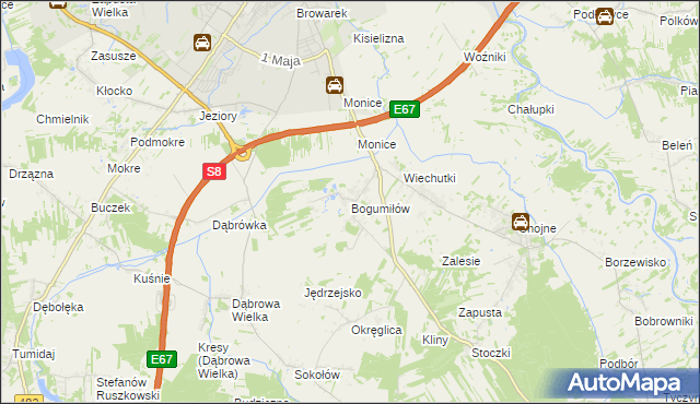 mapa Bogumiłów gmina Sieradz, Bogumiłów gmina Sieradz na mapie Targeo
