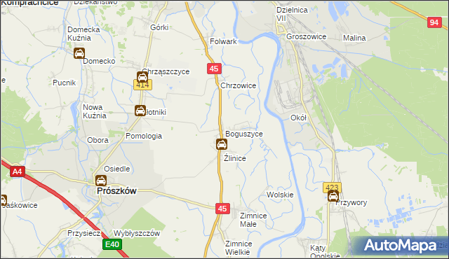 mapa Boguszyce gmina Prószków, Boguszyce gmina Prószków na mapie Targeo