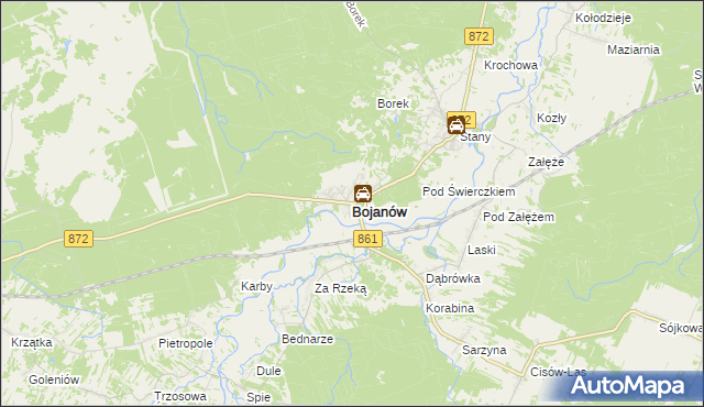 mapa Bojanów powiat stalowowolski, Bojanów powiat stalowowolski na mapie Targeo