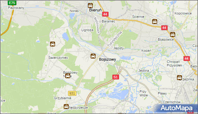 mapa Bojszowy, Bojszowy na mapie Targeo