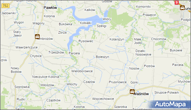 mapa Boleszyn gmina Waśniów, Boleszyn gmina Waśniów na mapie Targeo