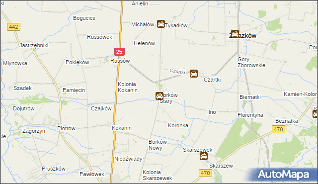 mapa Borków Stary, Borków Stary na mapie Targeo