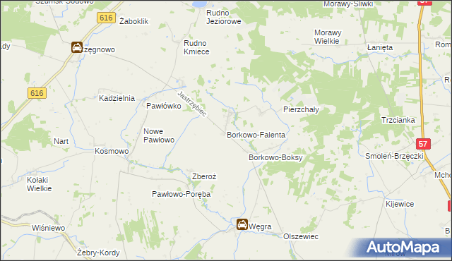 mapa Borkowo-Falenta, Borkowo-Falenta na mapie Targeo
