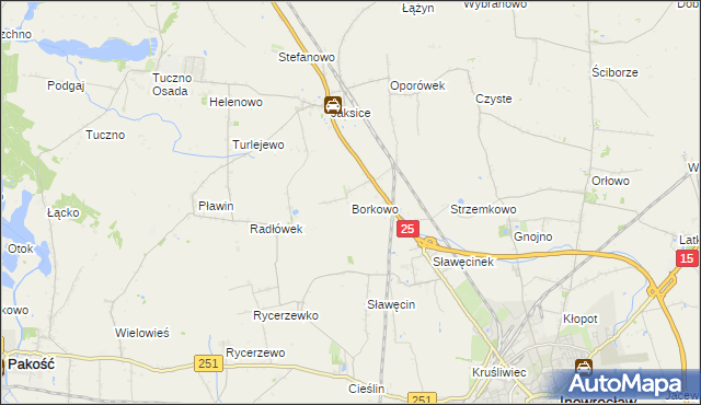 mapa Borkowo gmina Inowrocław, Borkowo gmina Inowrocław na mapie Targeo