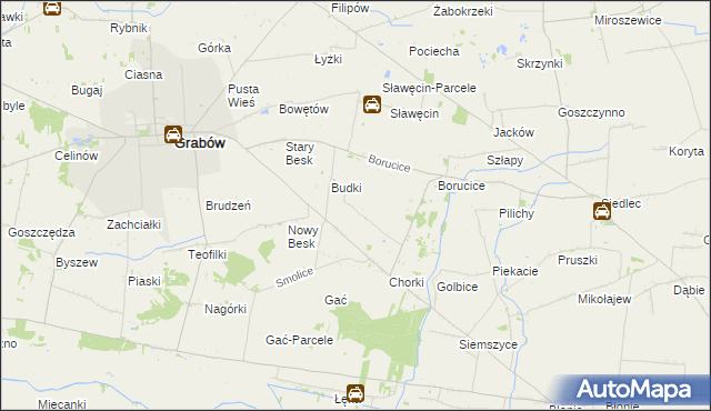 mapa Borów gmina Grabów, Borów gmina Grabów na mapie Targeo