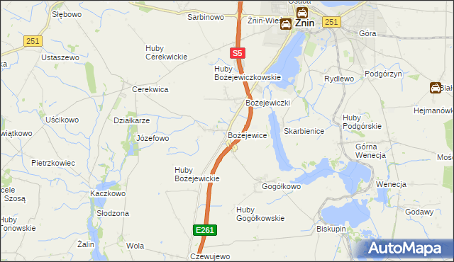 mapa Bożejewice gmina Żnin, Bożejewice gmina Żnin na mapie Targeo