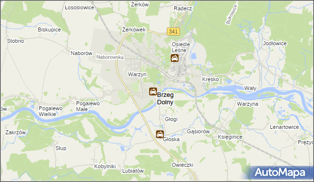 mapa Brzeg Dolny, Brzeg Dolny na mapie Targeo