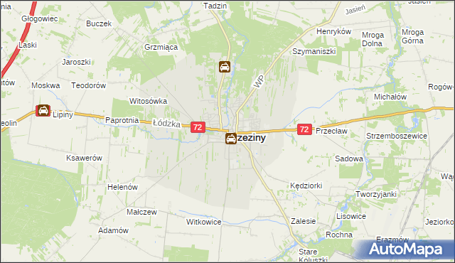 mapa Brzeziny, Brzeziny na mapie Targeo