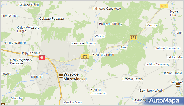 mapa Brzóski-Gromki, Brzóski-Gromki na mapie Targeo