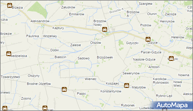 mapa Brzozówek, Brzozówek na mapie Targeo