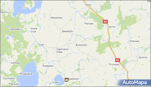 mapa Brzozowo gmina Węgorzewo, Brzozowo gmina Węgorzewo na mapie Targeo