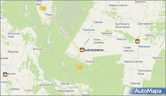 mapa Budziszewice powiat tomaszowski, Budziszewice powiat tomaszowski na mapie Targeo
