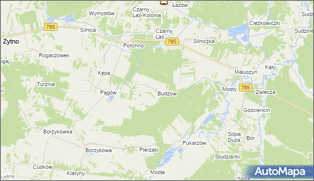 mapa Budzów gmina Żytno, Budzów gmina Żytno na mapie Targeo
