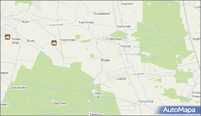 mapa Bugaj gmina Raszków, Bugaj gmina Raszków na mapie Targeo