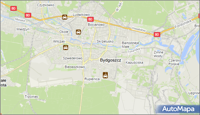 mapa Bydgoszczy, Bydgoszcz na mapie Targeo