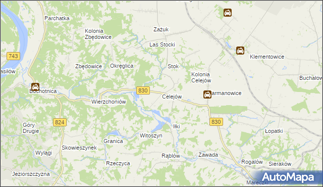 mapa Celejów gmina Wąwolnica, Celejów gmina Wąwolnica na mapie Targeo