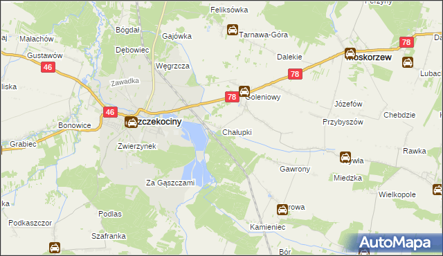 mapa Chałupki gmina Szczekociny, Chałupki gmina Szczekociny na mapie Targeo