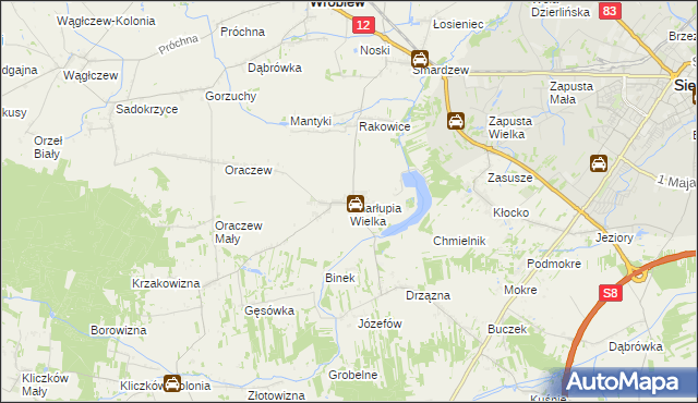 mapa Charłupia Wielka, Charłupia Wielka na mapie Targeo
