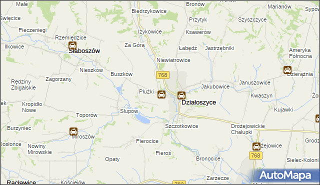 mapa Chmielów gmina Działoszyce, Chmielów gmina Działoszyce na mapie Targeo