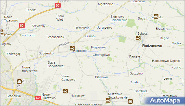 mapa Chomętowo gmina Radzanowo, Chomętowo gmina Radzanowo na mapie Targeo