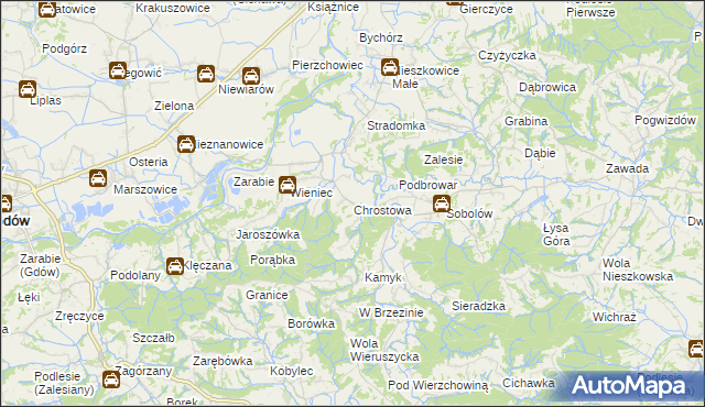 mapa Chrostowa gmina Łapanów, Chrostowa gmina Łapanów na mapie Targeo