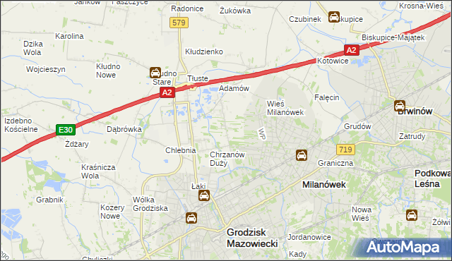 mapa Chrzanów Mały, Chrzanów Mały na mapie Targeo