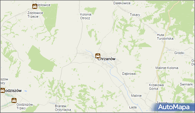 mapa Chrzanów powiat janowski, Chrzanów powiat janowski na mapie Targeo
