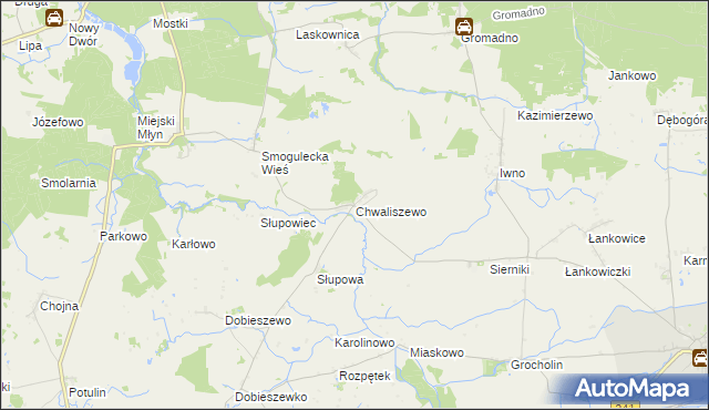 mapa Chwaliszewo gmina Kcynia, Chwaliszewo gmina Kcynia na mapie Targeo