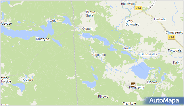 mapa Cięgardło, Cięgardło na mapie Targeo