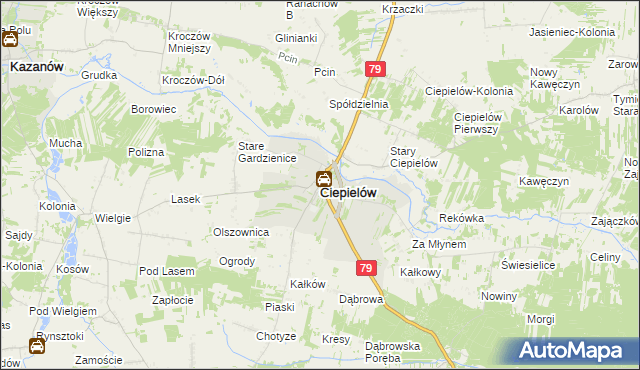 mapa Ciepielów powiat lipski, Ciepielów powiat lipski na mapie Targeo