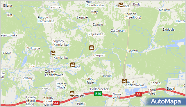 mapa Cierpisz gmina Sędziszów Małopolski, Cierpisz gmina Sędziszów Małopolski na mapie Targeo